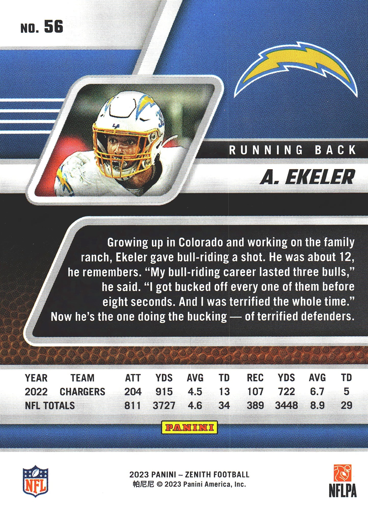 2023 Panini Zenith Austin Ekeler #56 Los Angeles Chargers