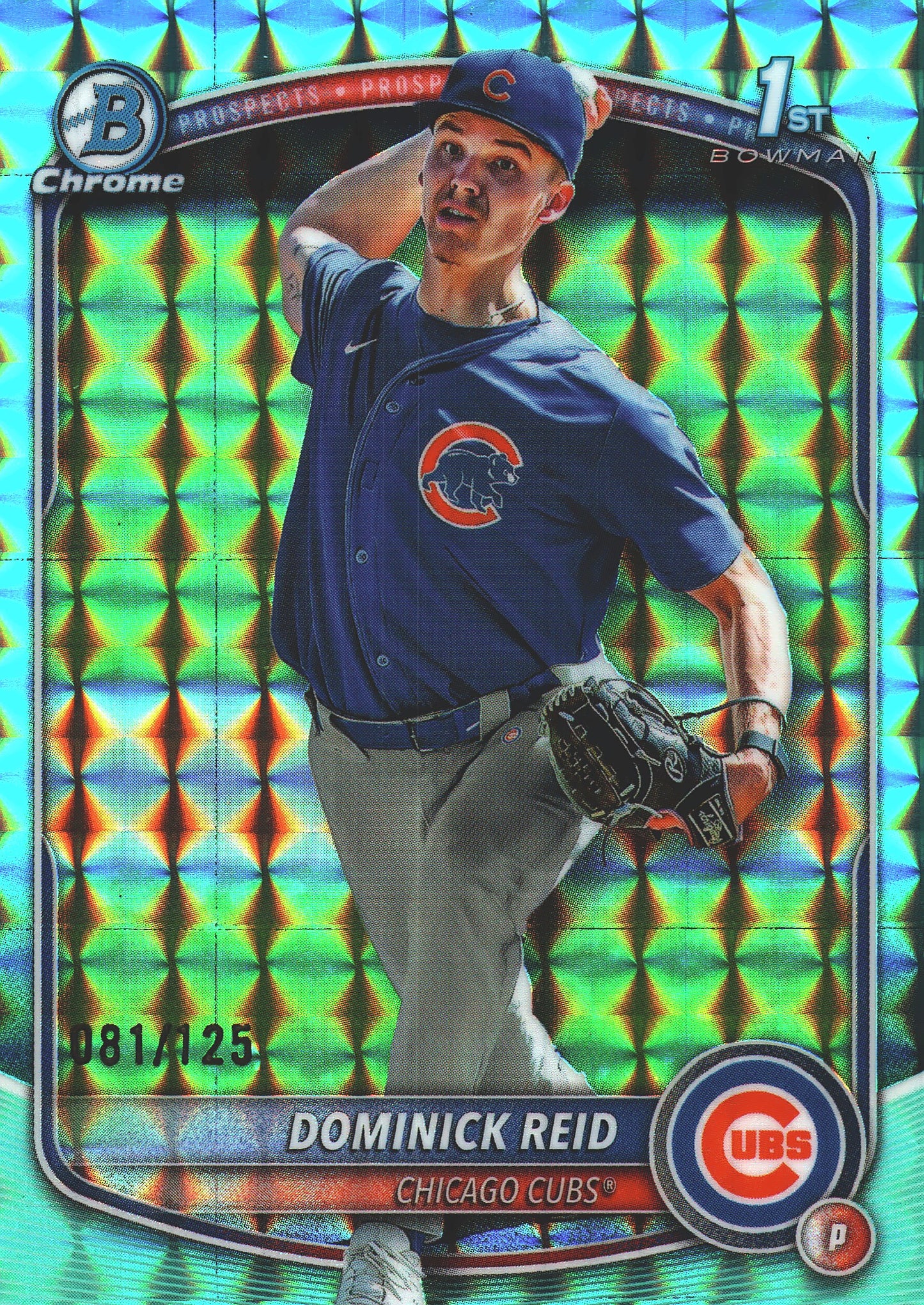 2025 Topps Bowman Draft Chrome Aqua /125 Dominik Reid #BDC-53 Chicago Cubs