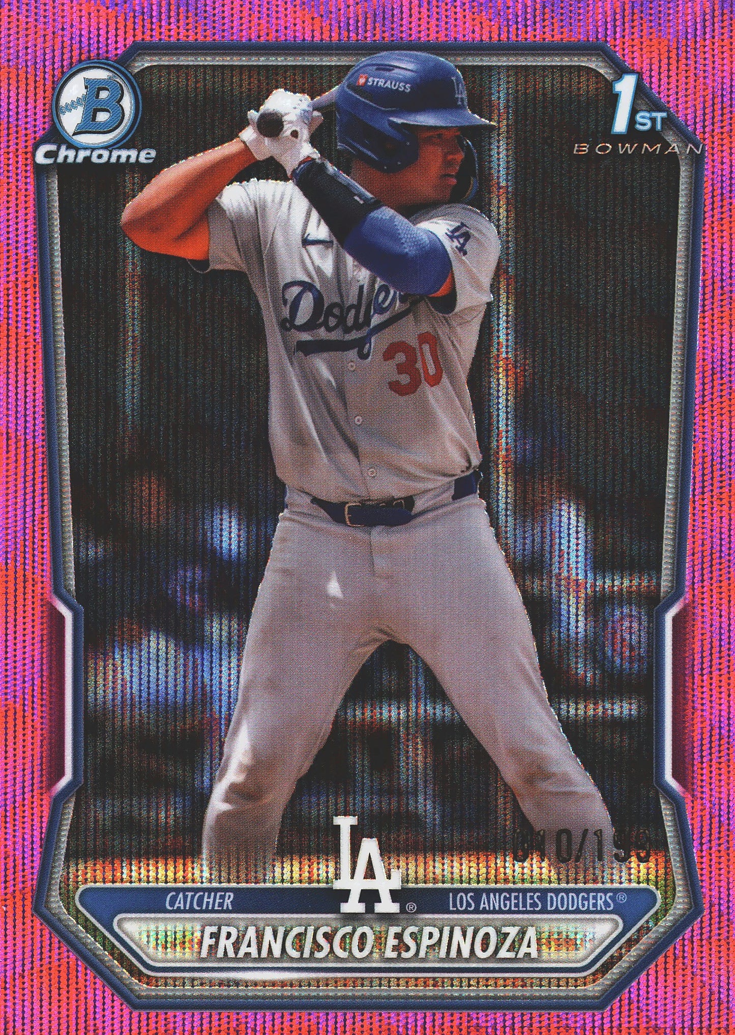 2026 Topps Bowman Chrome Pink /199 1st Francisco Espinoza #BCP-106 Los Angeles Dodgers