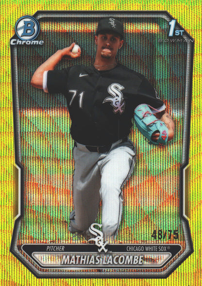 2026 Topps Bowman Chrome Yellow /75 1st Mathias Lacombe #BCP-119 Chicago White Sox