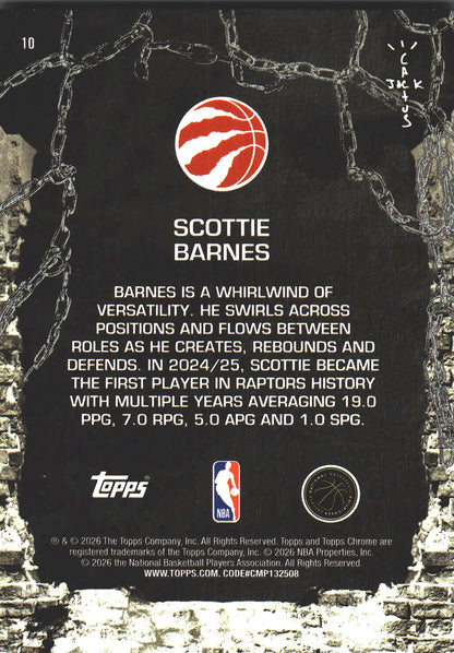 2025 Topps Chrome Cactus Jack Scottie Barnes #10 Toronto Raptors