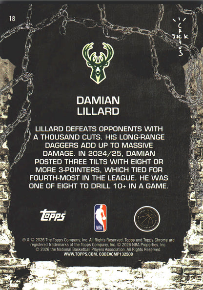 2025 Topps Chrome Cactus Jack Damian Lillard #18 Milwaukee Bucks