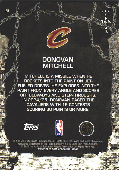 2025 Topps Chrome Cactus Jack Donovan Mitchell #25 Cleveland Cavaliers
