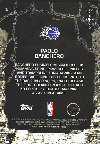 2025 Topps Chrome Cactus Jack Paolo Banchero #27 Orlando Magic