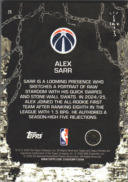 2025 Topps Chrome Cactus Jack Alex Sarr #29 Washington Wizards