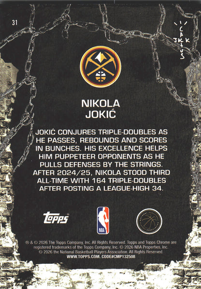 2025 Topps Chrome Cactus Jack Nikola Jokić #31 Denver Nuggets