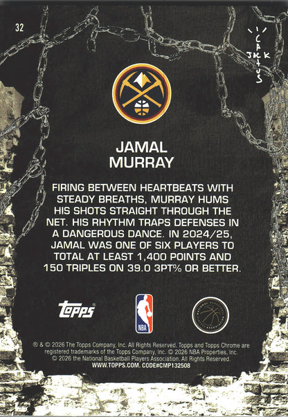 2025 Topps Chrome Cactus Jack Jamal Murray #32 Denver Nuggets
