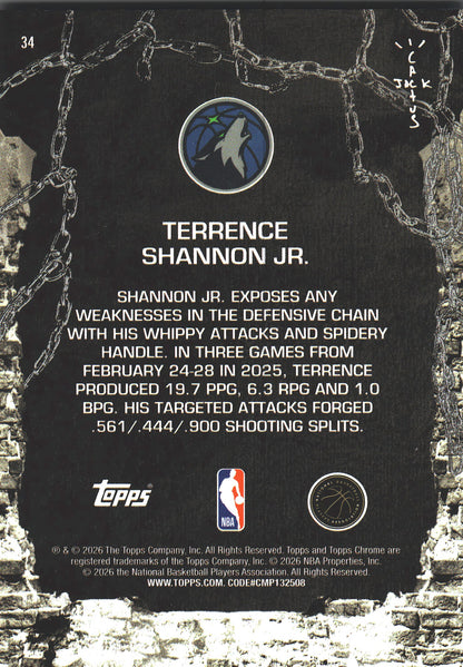 2025 Topps Chrome Cactus Jack Terrence Shannon Jr. #34 Minnesota Timberwolves