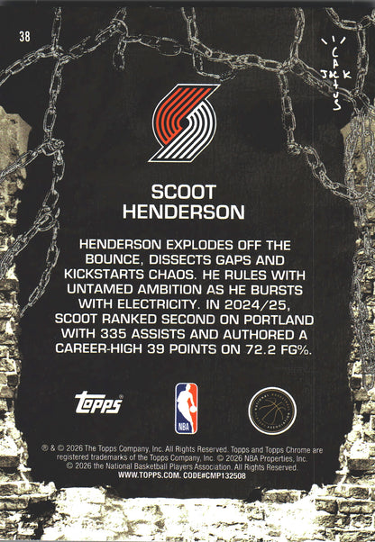 2025 Topps Chrome Cactus Jack Scoot Henderson #38 Portland Trail Blazers