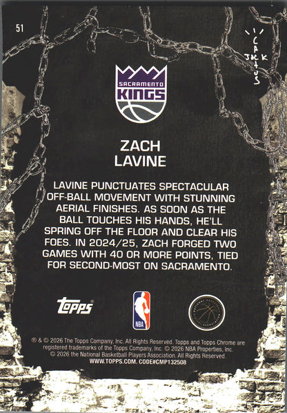 2025 Topps Chrome Cactus Jack Zach LaVine #51 Sacramento Kings