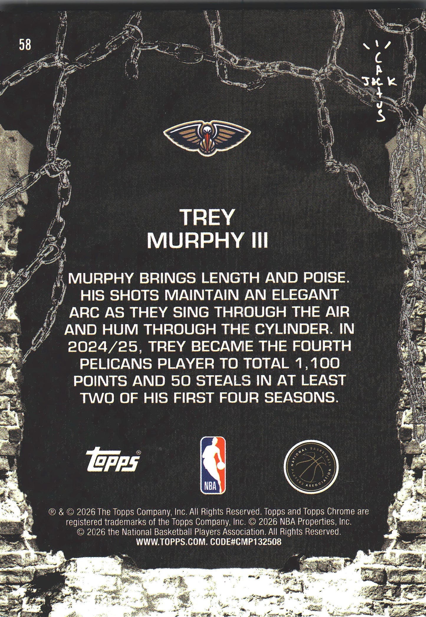 2025 Topps Chrome Cactus Jack Trey Murphy III #58 New Orleans Pelicans