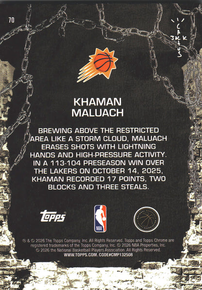 2025 Topps Chrome Cactus Jack Khaman Maluach RC #70 Phoenix Suns