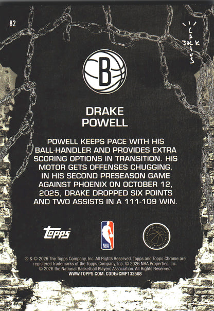 2025 Topps Chrome Cactus Jack Drake Powell RC #82 Brooklyn Nets