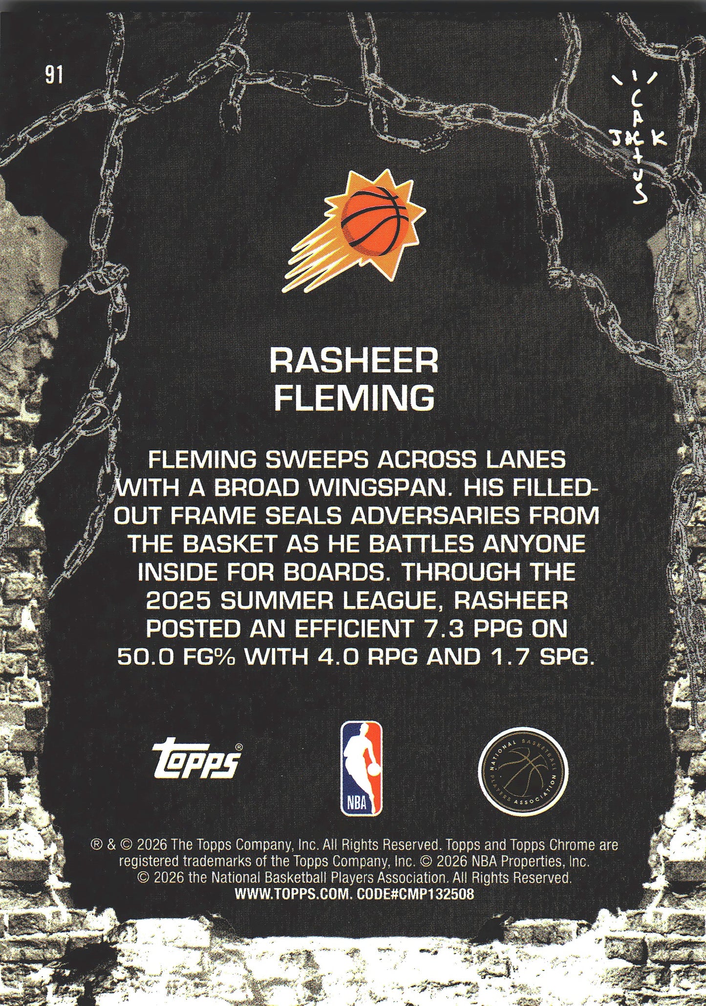 2025 Topps Chrome Cactus Jack Rasheer Fleming RC #91 Phoenix Suns