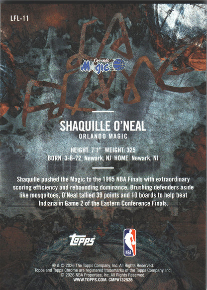 2026 Topps Chrome Cactus La Flame Shaq O'Neal #LFL-11 Orlando Magic