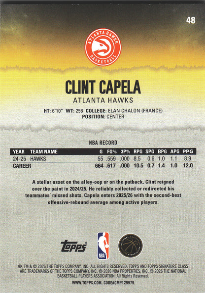 2025 Topps Signature Class Orange Clint Capela #48 Atlanta Hawks