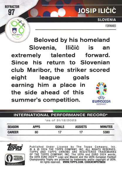 2024 Topps Chrome EURO Refractor Josip Iličić #97 Slovénie
