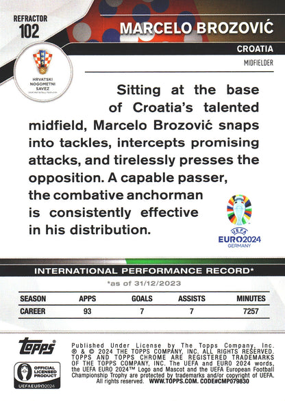 2024 Topps Chrome EURO Refractor Marcelo Brozović #102 Croatie