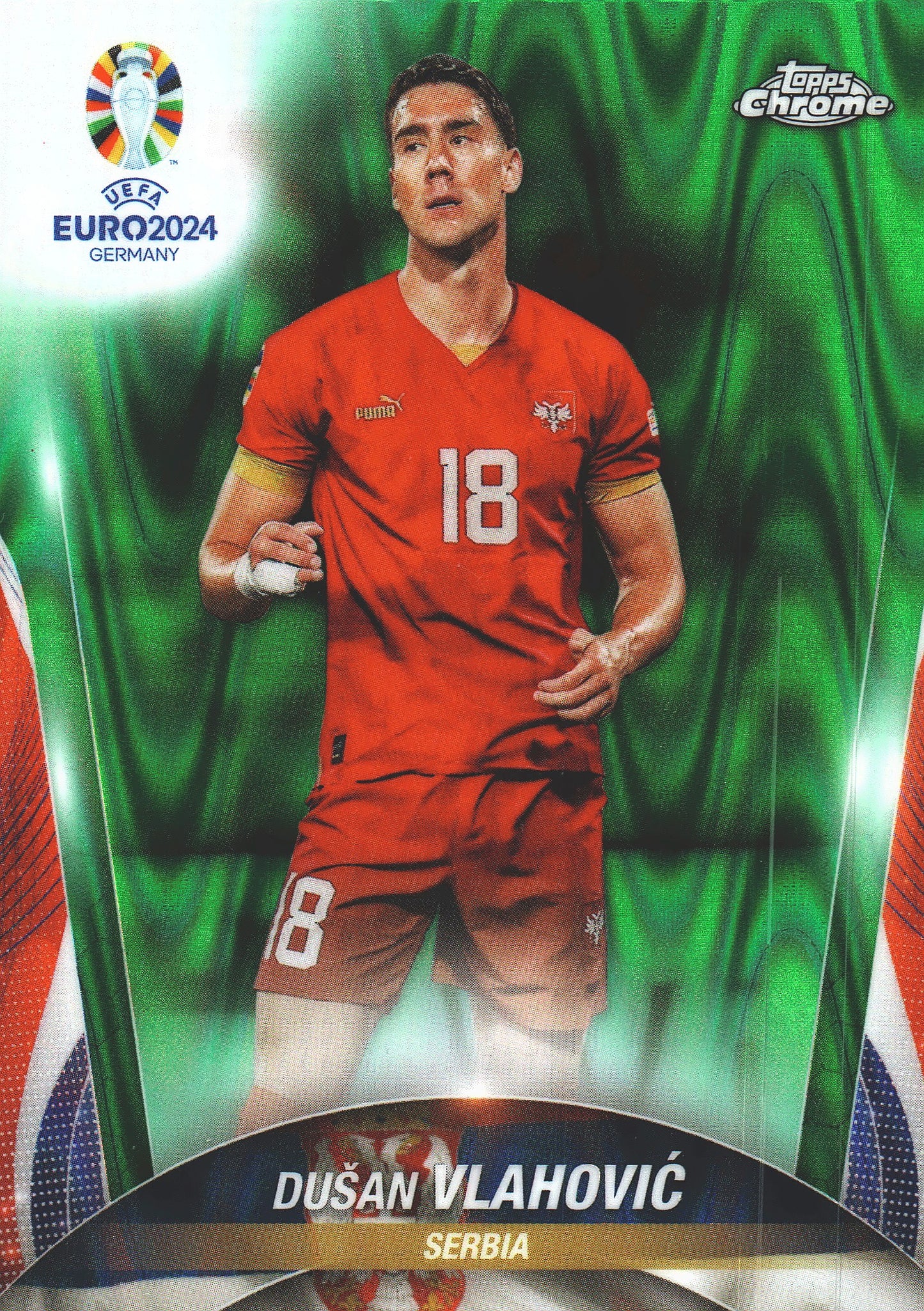 2024 Topps Chrome EURO Green Wave Dušan Vlahović #64 Serbie