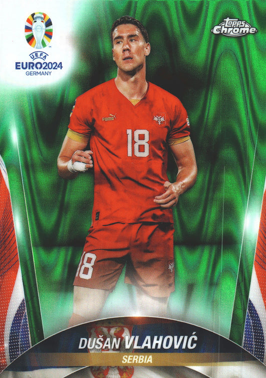 2024 Topps Chrome EURO Green Wave Dušan Vlahović #64 Serbie