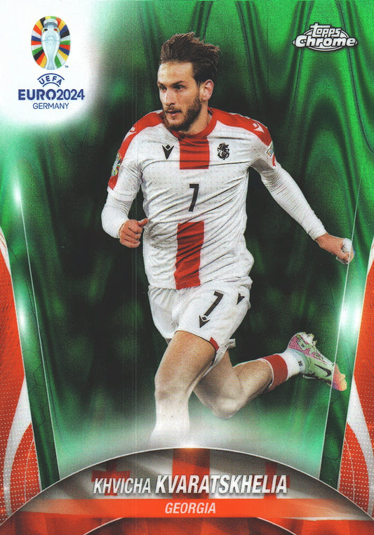 2024 Topps Chrome EURO Green Wave Khvicha Kvaratskhelia #134 Géorgie