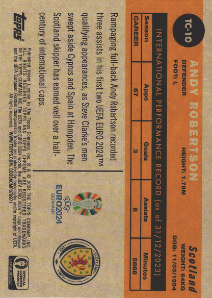 2024 Topps Chrome EURO 1960 Andy Robertson #TC-10 Écosse