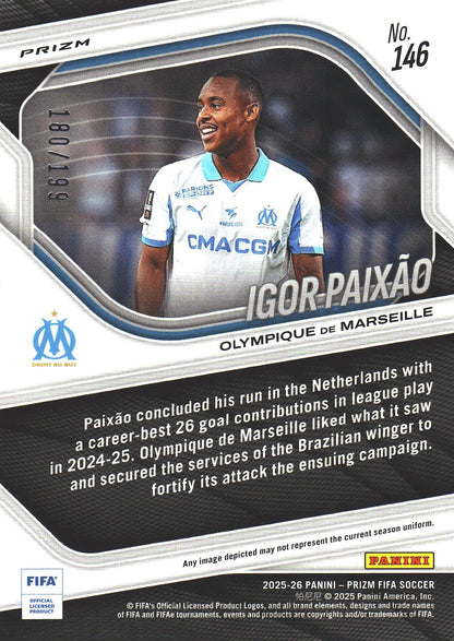 2025 Panini Prizm FIFA Blue /199 Igor Paixão #146 Marseille
