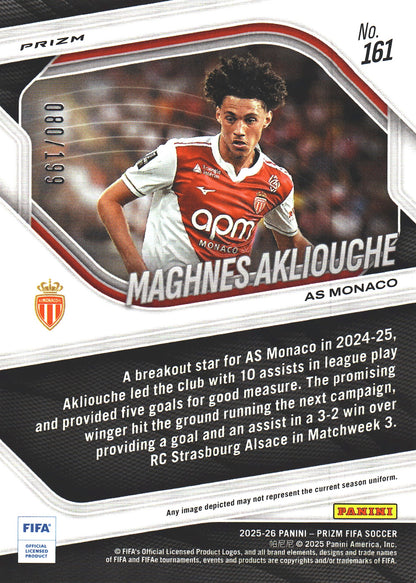 2025 Panini Prizm FIFA Blue /199 Maghnes Akliouche #161 AS Monaco