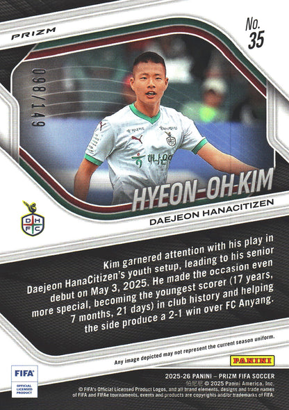 2025 Panini Prizm FIFA Red /149 Hyeon-Oh Kim #35 Daejeon Hana Citizen