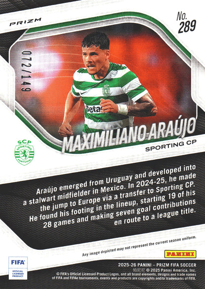 2025 Panini Prizm FIFA Red /149 Maximiliano Araújo #289 Sporting CP