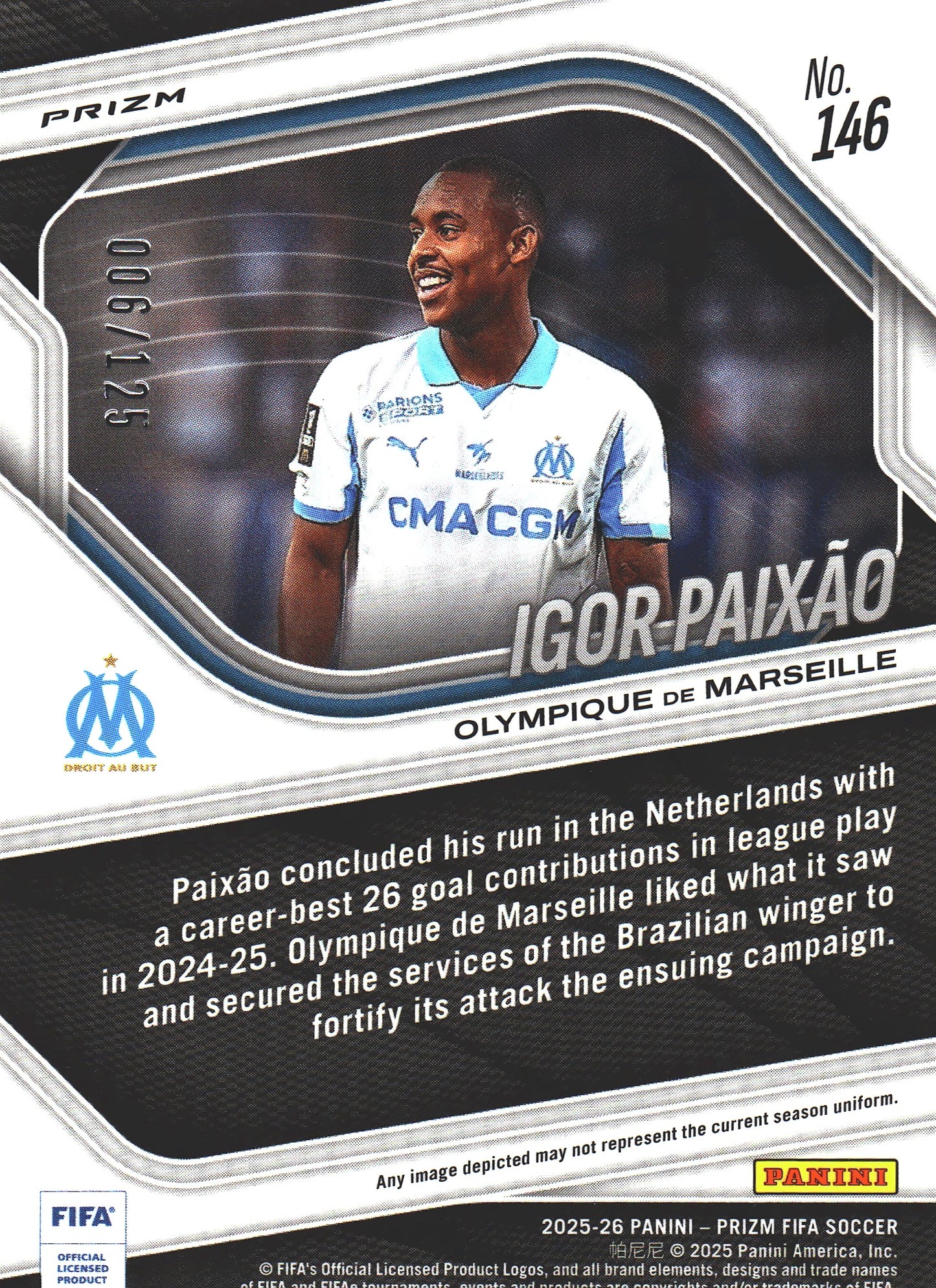 2025 Panini Prizm FIFA Orange /125 Igor Paixão #146 Marseille