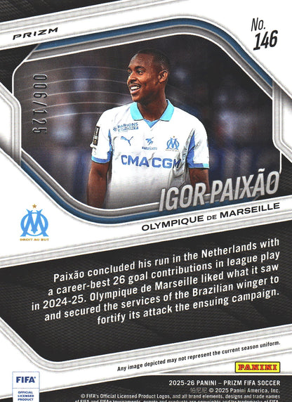 2025 Panini Prizm FIFA Orange /125 Igor Paixão #146 Marseille