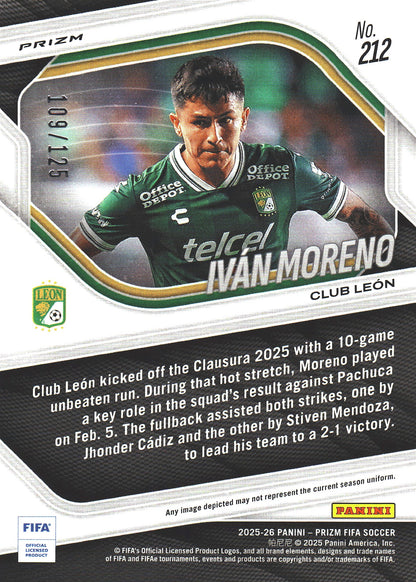 2025 Panini Prizm FIFA Orange /125 Iván Moreno #212 León FC