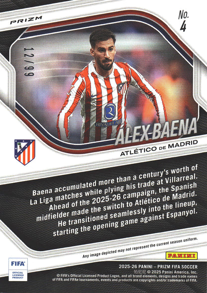 2025 Panini Prizm FIFA Aqua /99 Alex Baena #4 Atlético Madrid