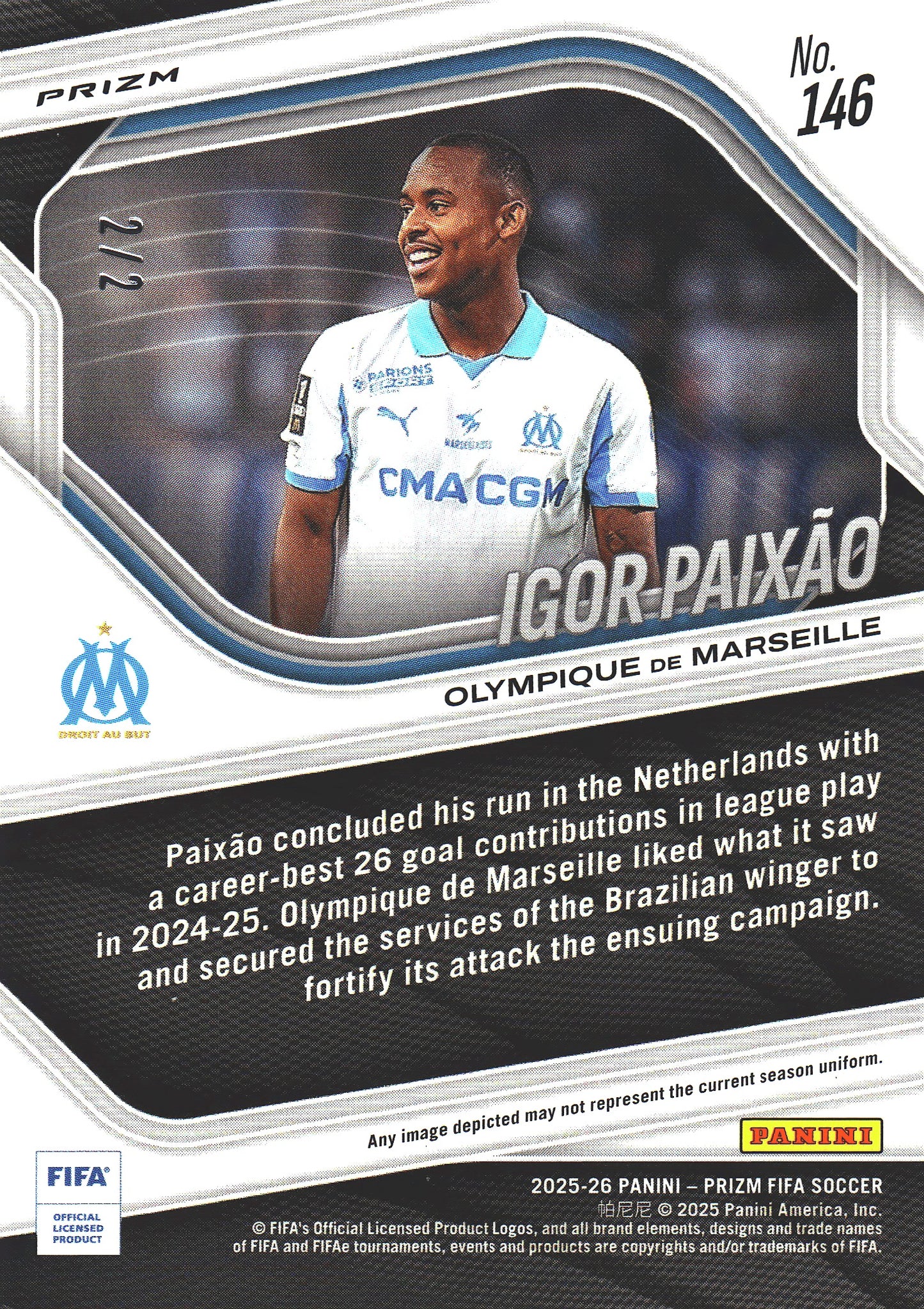2025 Panini Prizm FIFA Green Shimmer /2 Igor Paixão #146 Marseille