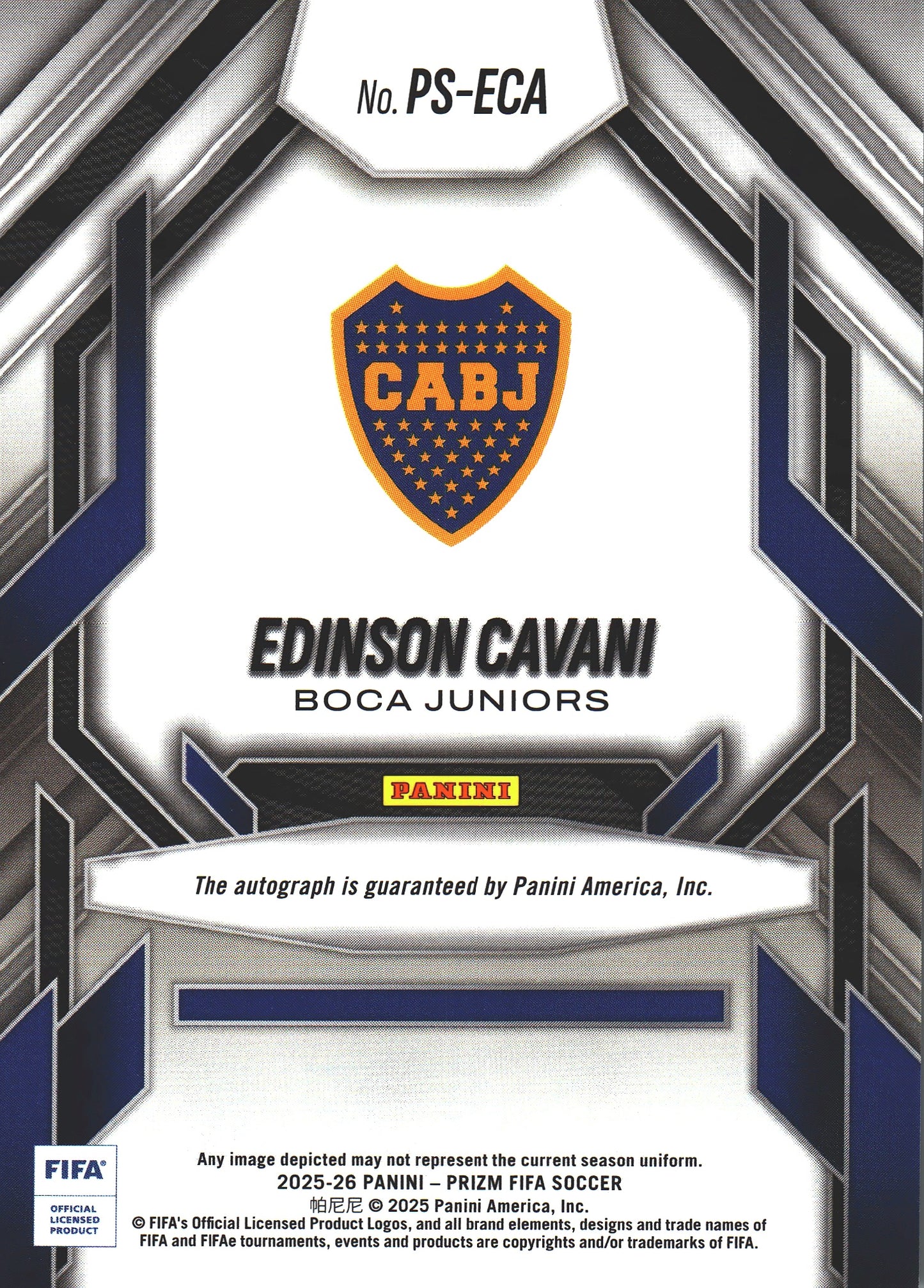 2025 Panini Prizm FIFA Signatures Edinson Cavani #PS-ECA Boca Juniors