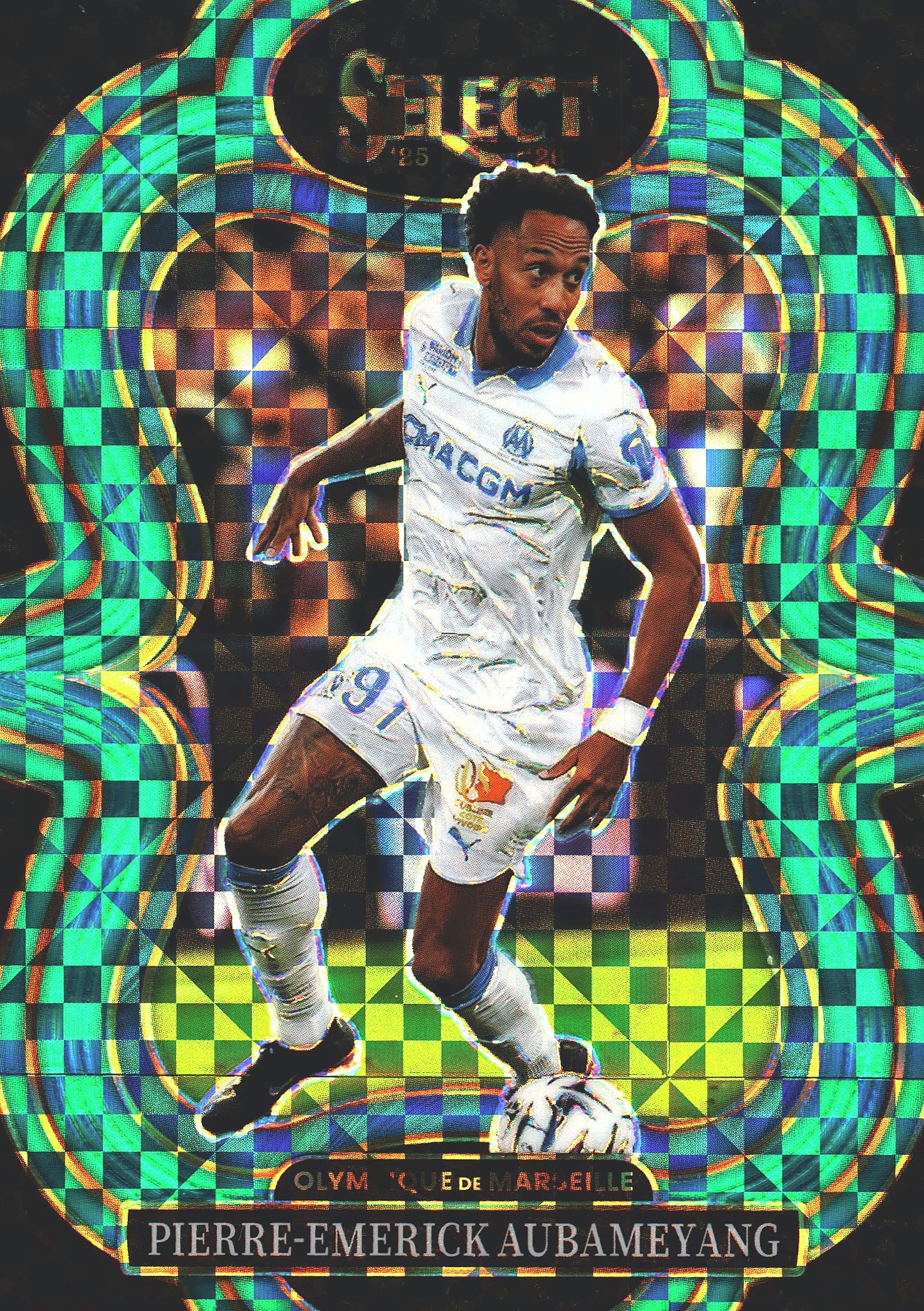 2025 Panini Select Ligue 1 Teal Pierre-Emerick Aubameyang #110 Marseille