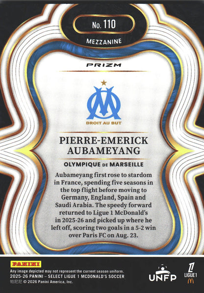 2025 Panini Select Ligue 1 Teal Pierre-Emerick Aubameyang #110 Marseille