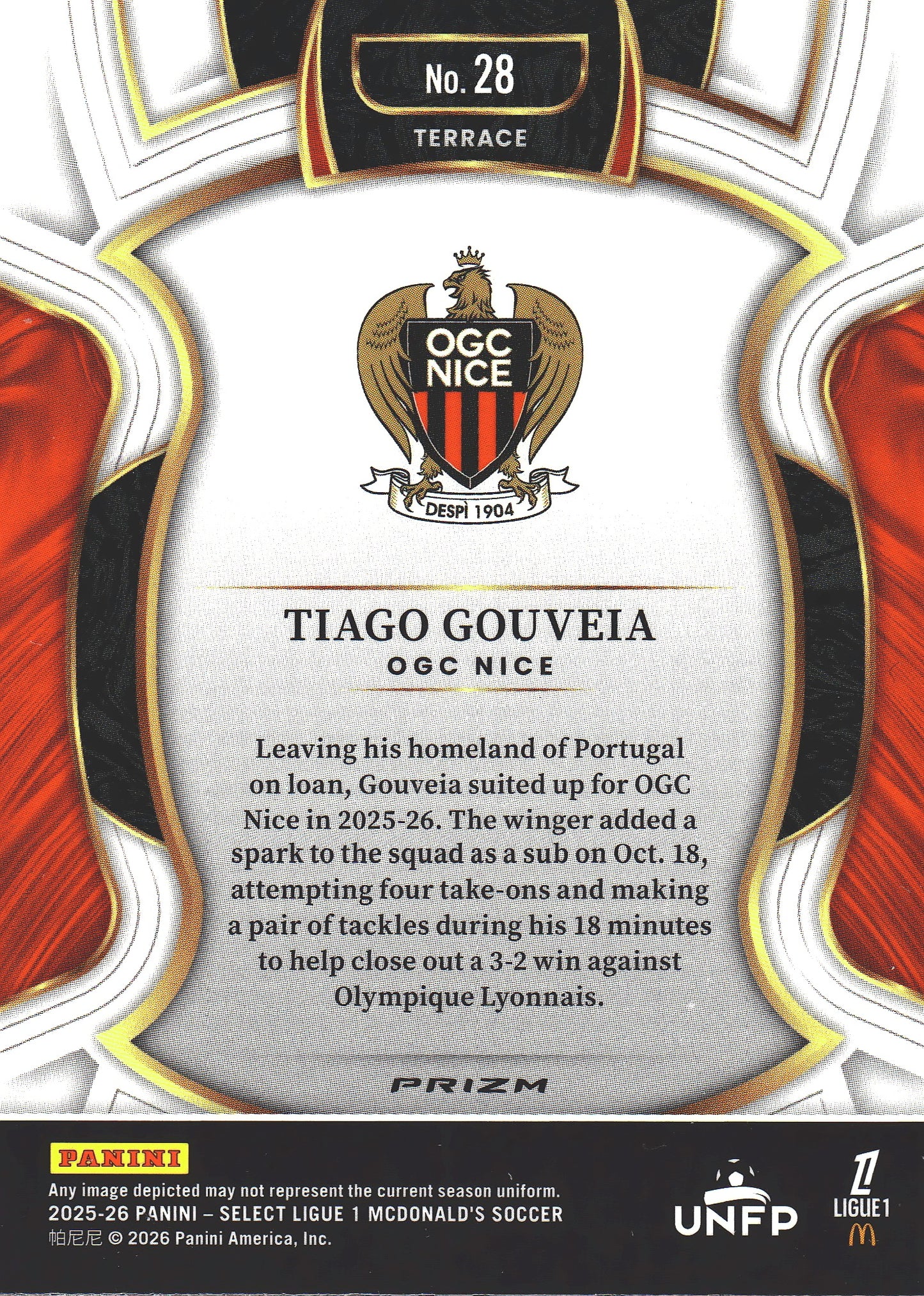 2025 Panini Select Ligue 1 Teal Tiago Gouveia #28 OGC Nice