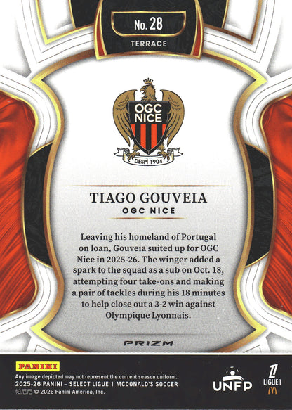 2025 Panini Select Ligue 1 Teal Tiago Gouveia #28 OGC Nice