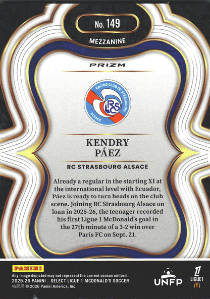 2025 Panini Select Ligue 1 Teal Kendry Páez #149 RC Strasbourg Alsace
