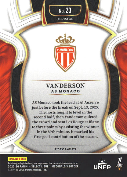 2025 Panini Select Ligue 1 Teal Vanderson #23 AS Monaco