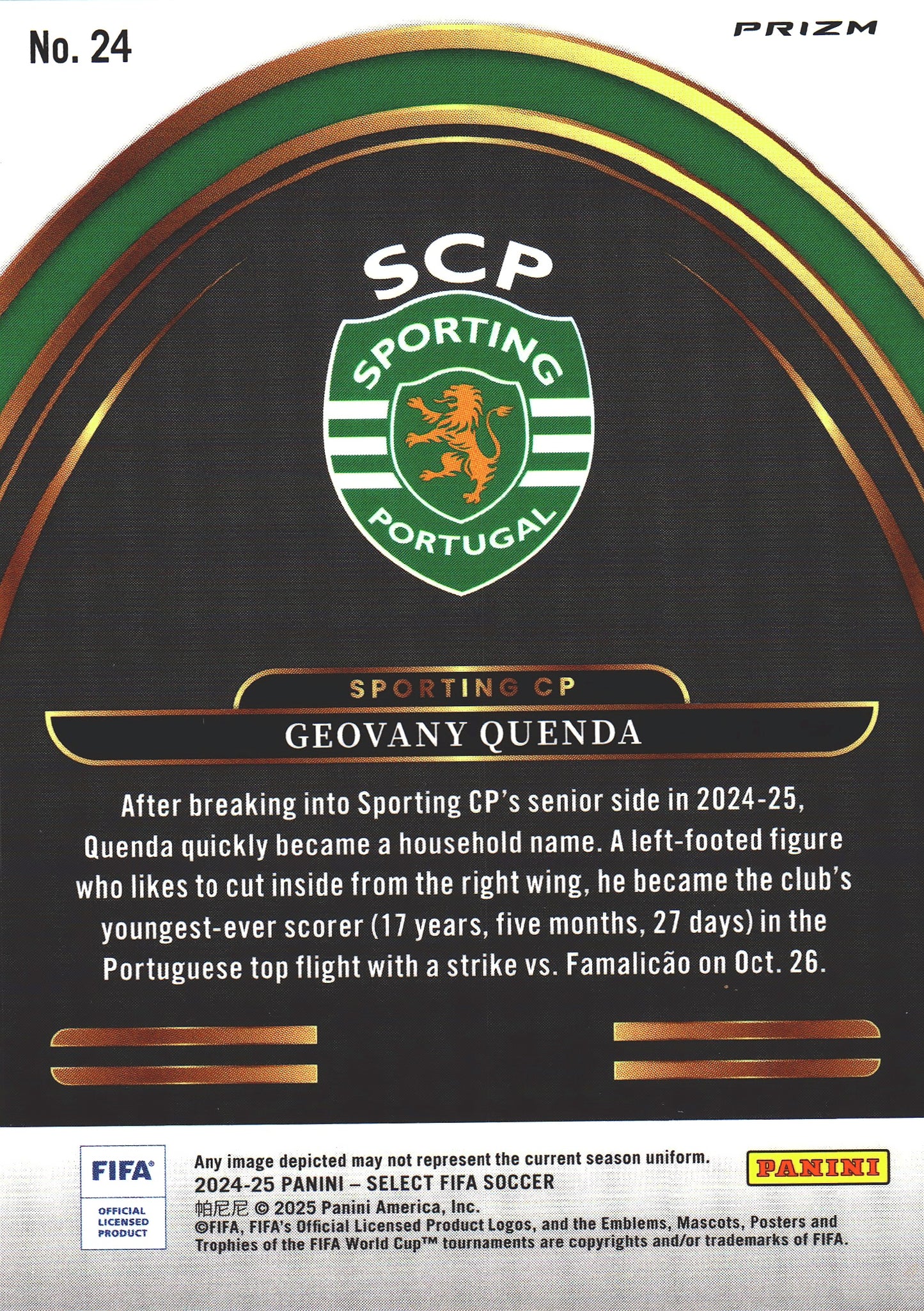 2024 Panini Select FIFA Silver Geovany Quenda RC #24 Sporting CP