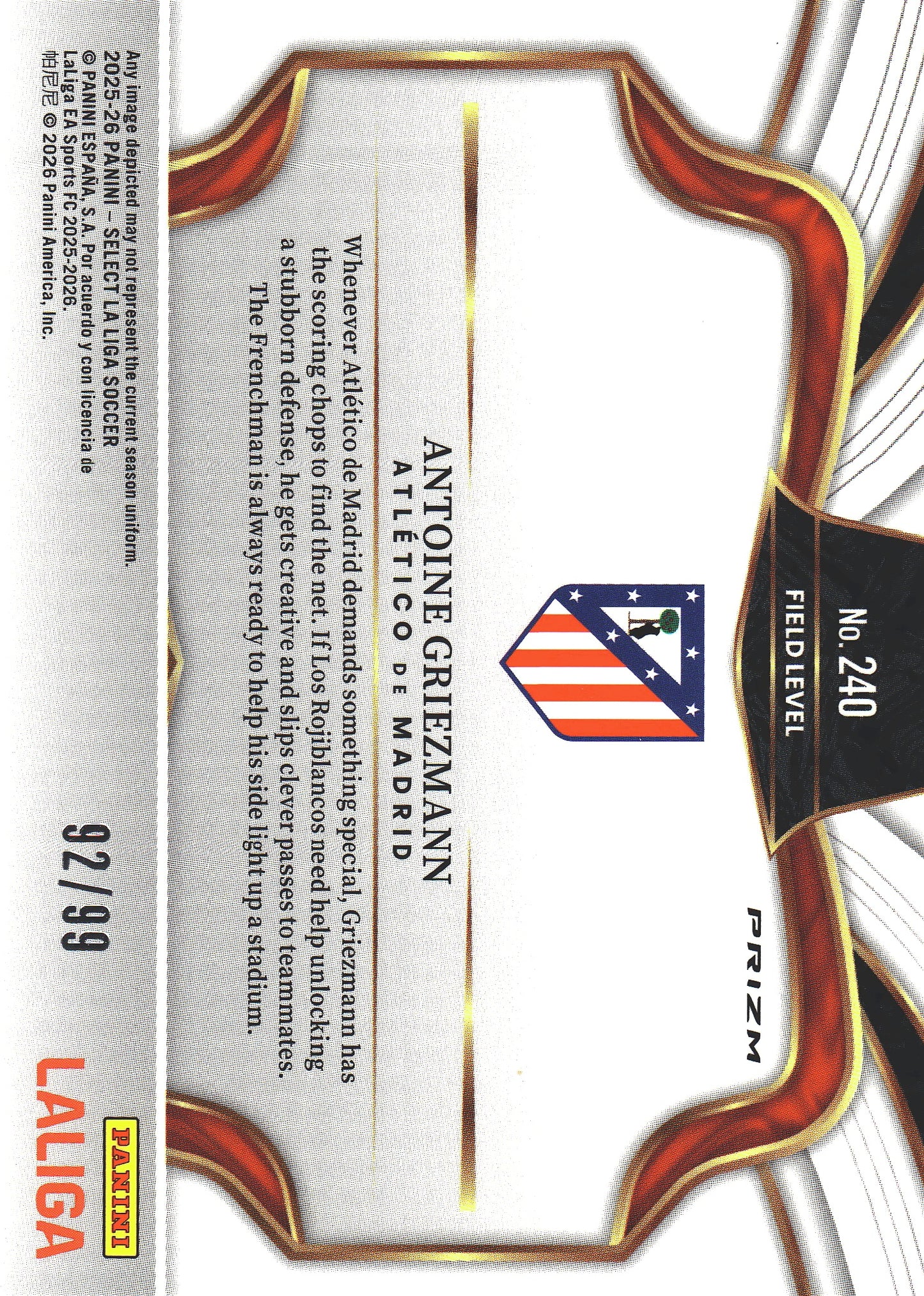 2024 Panini Select FIFA Antoine Griezmann /99 #240 Atlético Madrid