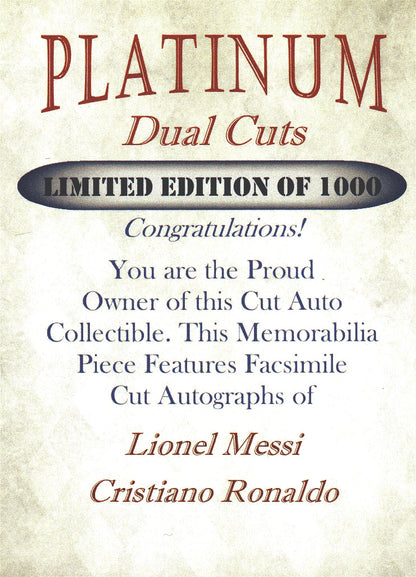 2022 Platinum Cuts Messi and Ronaldo auto (FACSIMILE) /1000 #