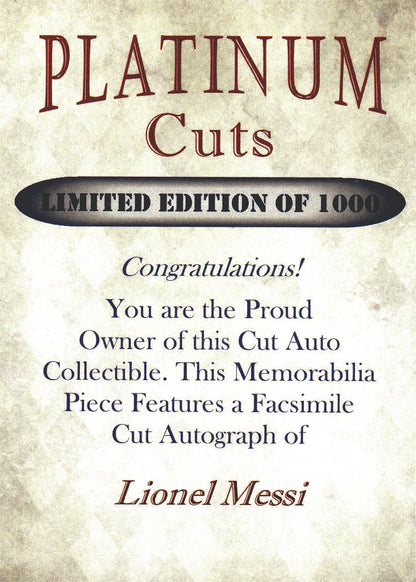2022 Platinum Cuts Lionel Messi (FACSIMILE) /1000 Paris Saint-Germain