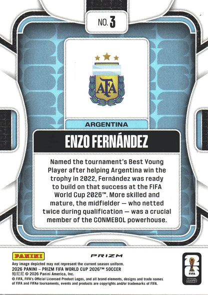 2026 Panini Prizm World Cup Silver Enzo Fernandez #3 Argentine