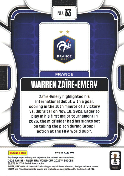 2026 Panini Prizm World Cup Silver Warren Zaire-Emery #33 France