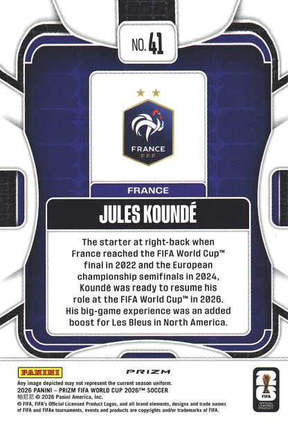 2026 Panini Prizm World Cup Silver Jules Kounde #41 France