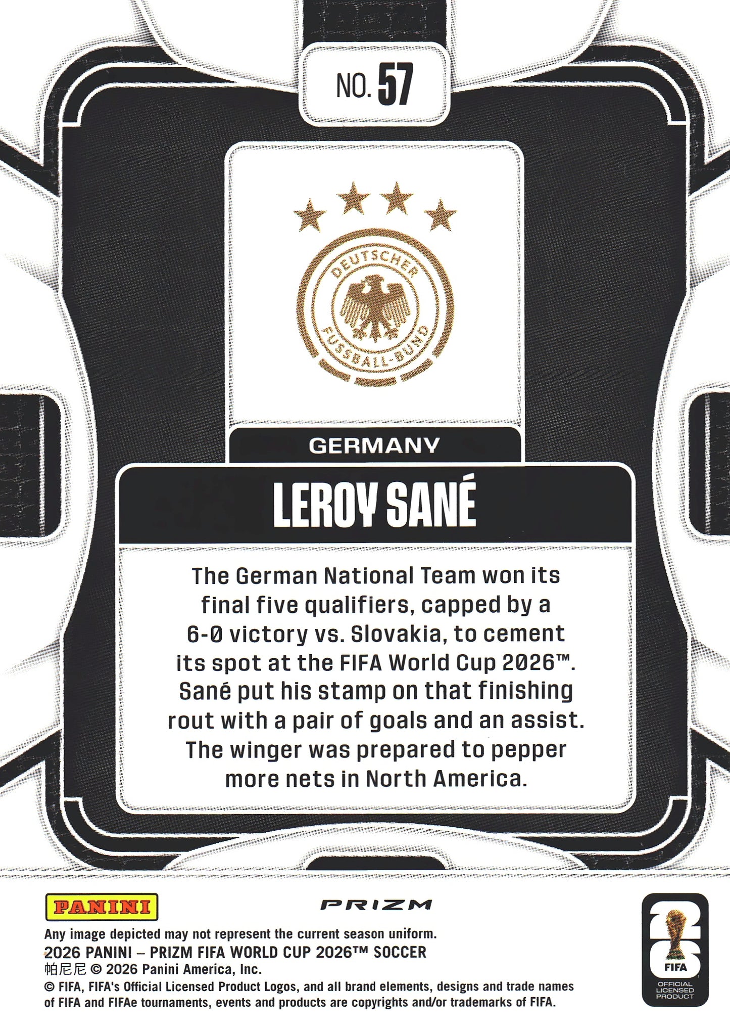 2026 Panini Prizm World Cup Silver Leroy Sane #57 Allemagne
